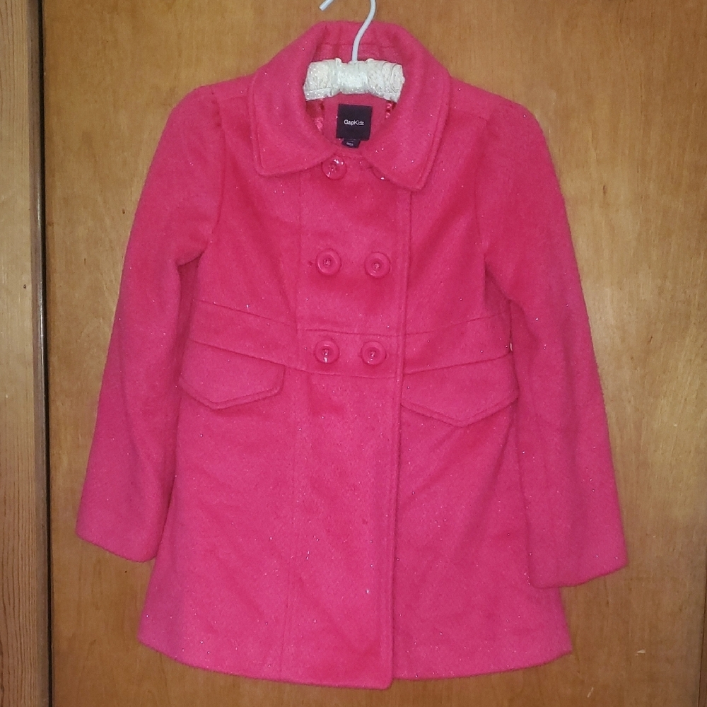 OshKosh B'gosh Pink Pea Coat Double-Breasted Notched Collar